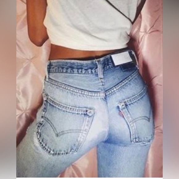 🖤🍬NWT RE/DONE X LEVI’S HIGH RISE ANKLE CROP JEANS DISTRESSED LIGHTWASH SIZE 24 - Picture 5 of 17